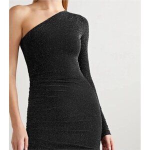 Alix NYC Jordan One-sleeve Ruched Metallic Stretch-jersey Mini Dress Size Large